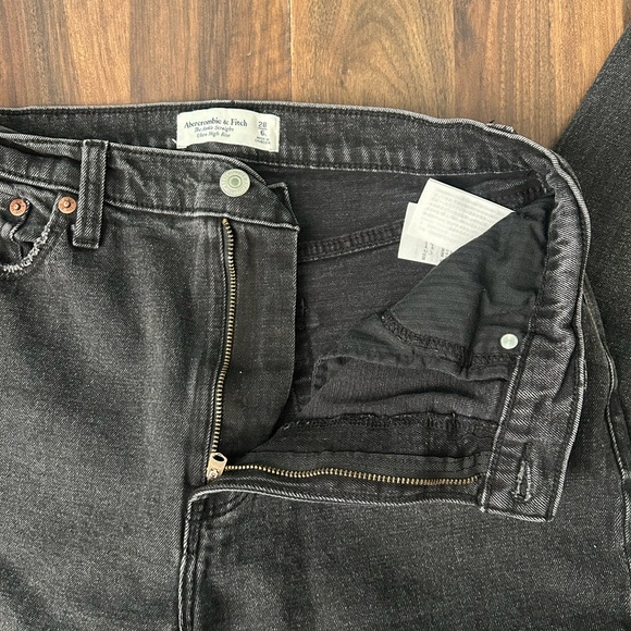 Abercrombie & Fitch Black Ankle Straight Ultra High Rise Jeans Curve Love 28/6 - Picture 5 of 12